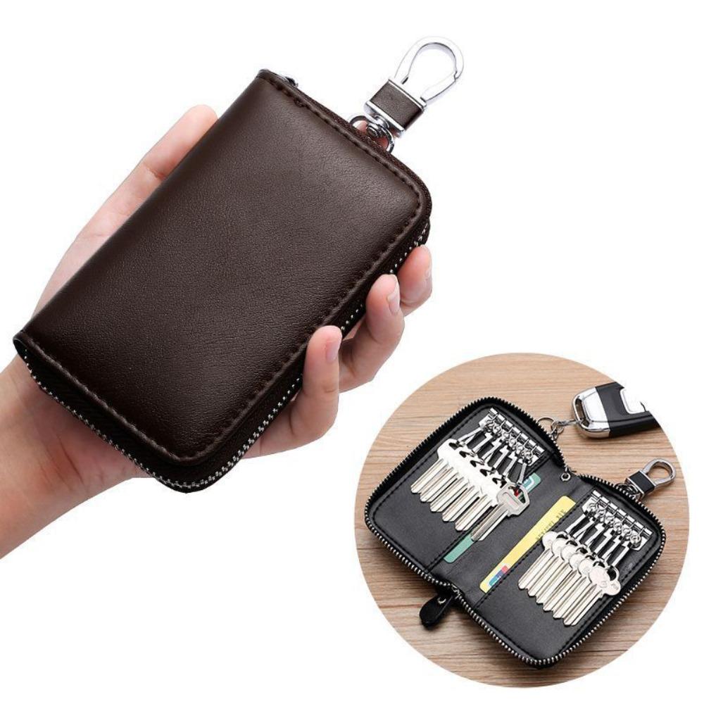 Waterproof Car Key Wallet Retro Zipper Key Bag Lightweight Key Storage Pouch  Commuting Use