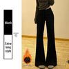 Women's Black Micro-Flare Sports Sweatpants, High-Waisted, Slimming, Flattering, Plus Velvet, Autumn/Winter 2025 Collection