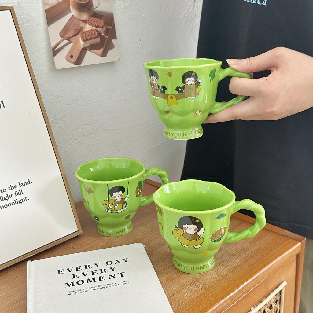 Cartoon Boy and Girl Ceramic Mug Home Drinking Water Cup Girls Water Cup Office Ceramic Mug Coffee Cup Environmentally Friendly