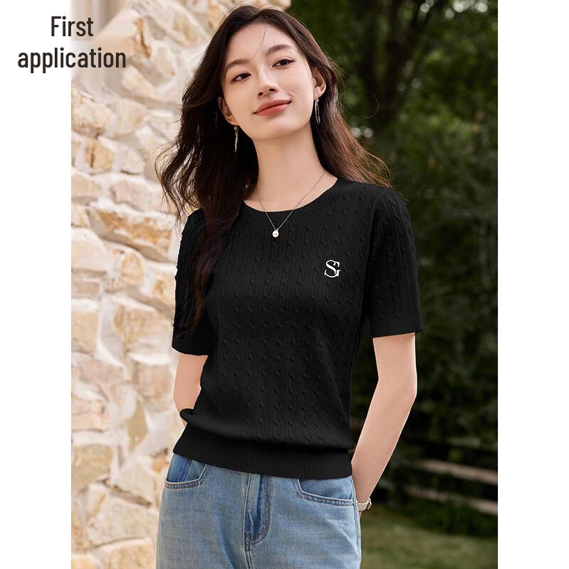 Chushen Women's Embroidered Cable Knit Top