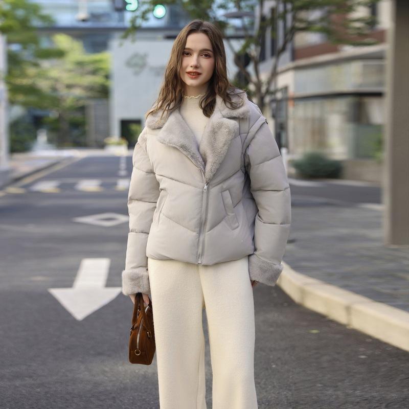 Thickened cotton clothes, winter suits, short loose cotton-padded clothes, women's sleeves, new jackets, removable mouth fluff
