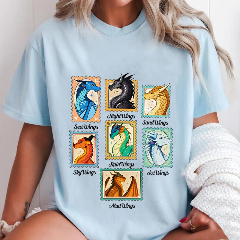 Wings of Fire Dračí Tričko Unisex Unisex Dračí Milovník Grafická Trička Ležérní Kulatý Výstřih Tištěné Krátký Rukáv Tričko Unisex Trička