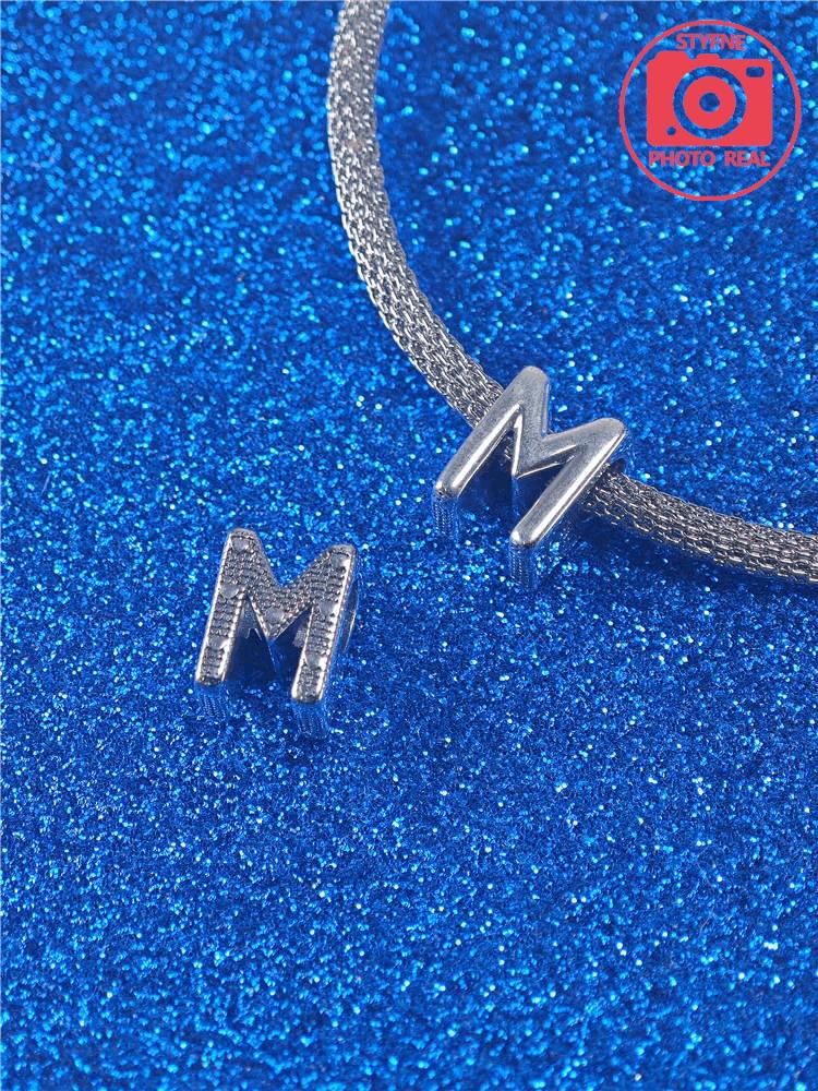 925 Silver Charm Beads Fit Bracelet Charms 26 Letters English Pinyin Bead Gift for Women Jewelry