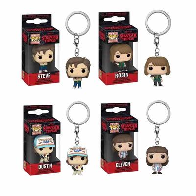 Funko Pop Pocket Pop Keychain Stranger Things Eleven Robin Barb Steve Dustin Key Ring Chain Model Toy Adults Children Gift Toys