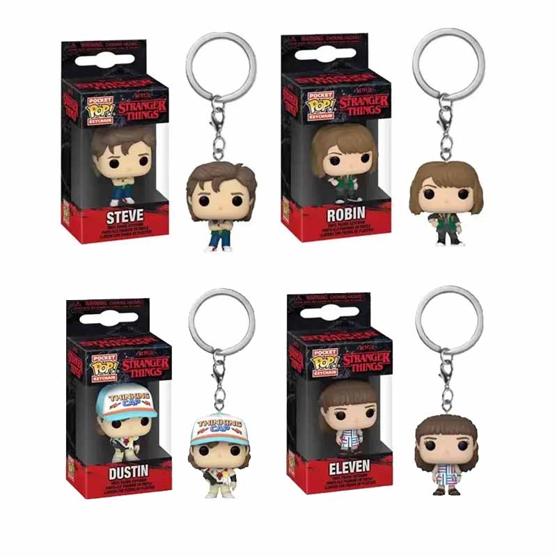 Funko Pop Pocket Pop Schlüsselanhänger Stranger Things Eleven Robin Barb Steve Dustin Schlüsselring Kette Modell Spielzeug Erwachsene Kinder Geschenk Spielzeug