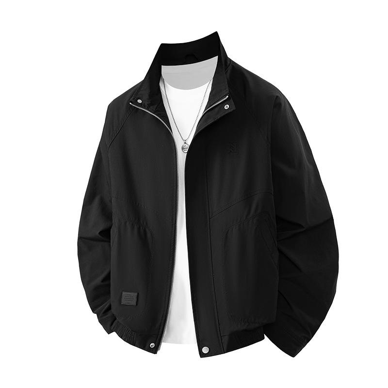Autumn and winter new hooded jacket simple fashion trend versatile work casual men's green thin coat