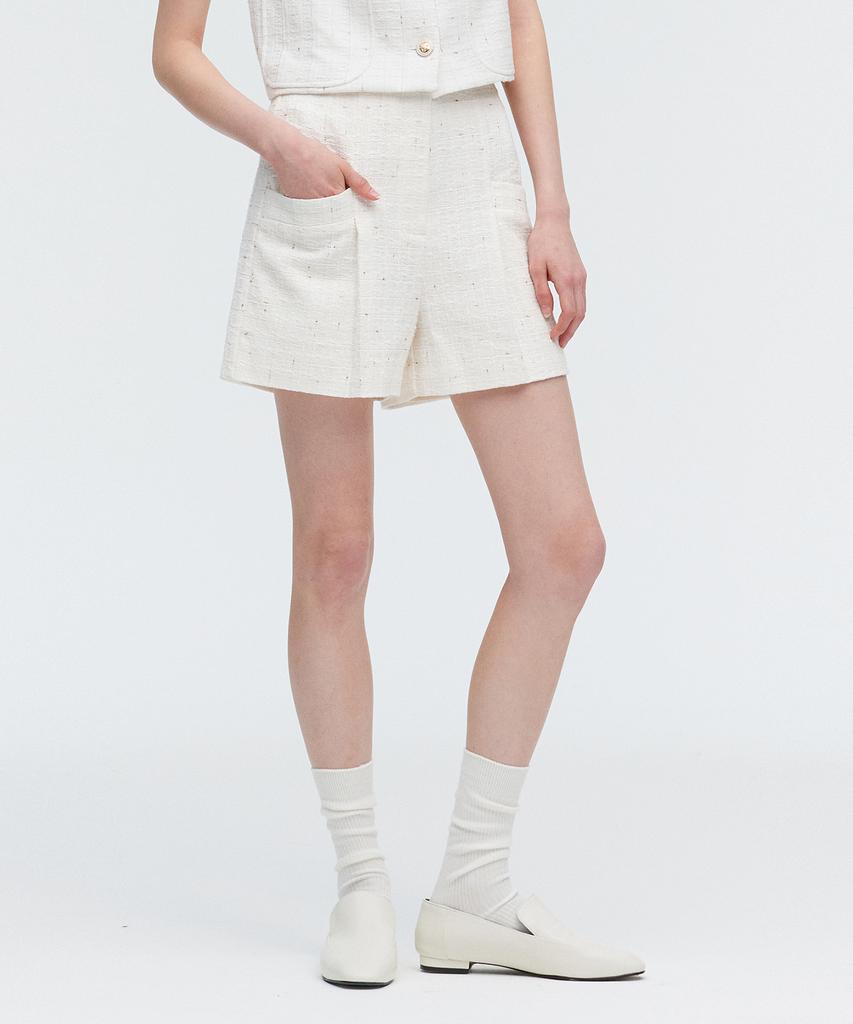 MONGDOL Summer Tweed Pocket Shorts Ivory Mdpt031Ivory