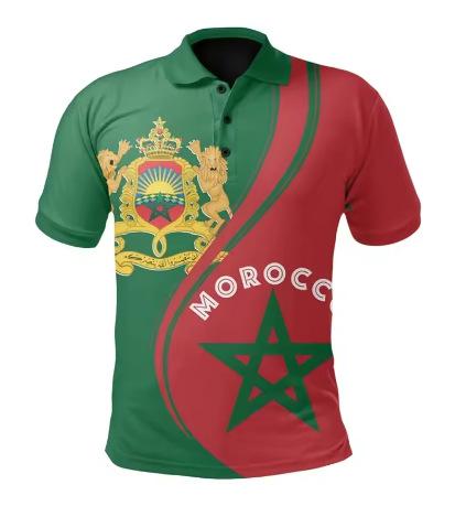 Morocco Polo Shirt Morocco National Flag 3D Printing Men and Women Casual Oversized Short Sleeve T