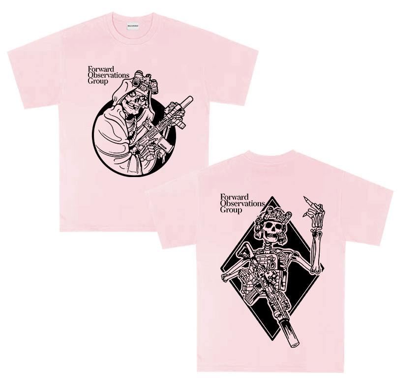 Forward Observations Group Death Skeleton Print T Shirt Unisex Retro Oversized Tshirts Hip Hop Gothic Short Sleeve Tees Streetwear