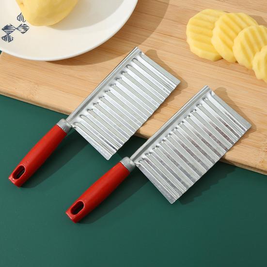 2Pcs Stainless Steel Potato Cutter Chopper Vegetable Fruit Crinkle Corrugated Slicer Egg Salad Ingredient Cutter Kitchen Gadget