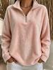 Women's Casual Color Long Sleeve Pullover Sweatshirt with Stand Collar and Zipper
