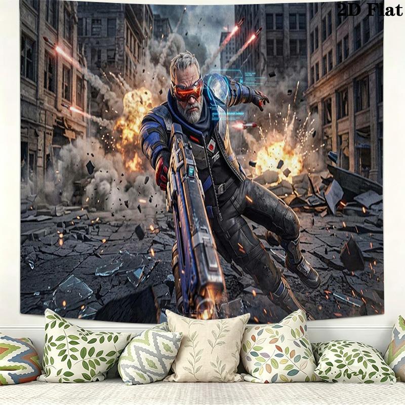 Overwatch Heroes Wall Tapestry Aesthetic Wall Hanging Printed Fabric Blanket Decorative Tapestries for Bedroom Living Room Home Decor