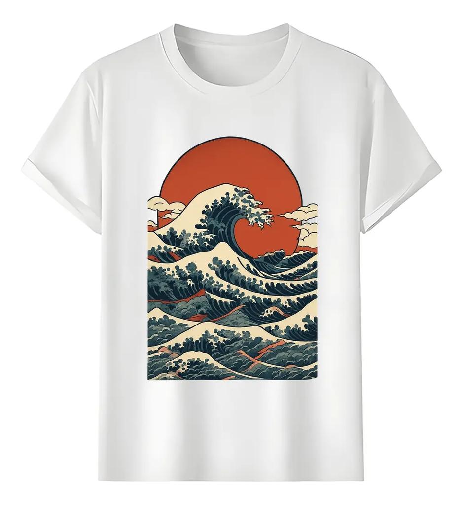 Tshirt Muscle Freaks Great Wave Estilo Katsushika Hokusai
