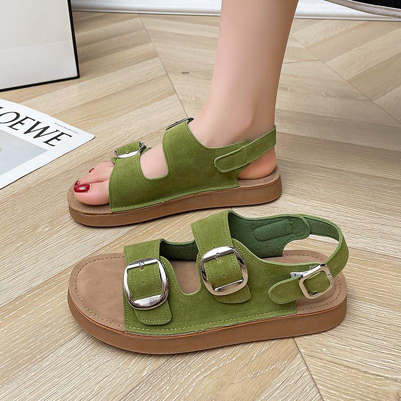 Platform sandals women's summer wear 2025 new beach shoes versatile one-word shoes fashion sandals