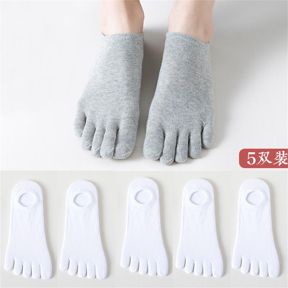5 Pairs Five Fingers Socks Men White Breathable Short Ankle Toe Socks Sports Running Solid Color Black Gray Male Sox