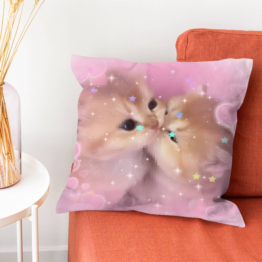Kitty Y2K Cat Pillow Case Plush Fabric Soft Pillowcase Double Sided Print Cushion Cover Household Gifts
