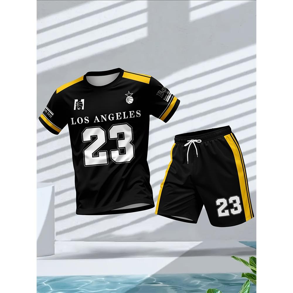 Plus Size Men's Quick-Dry Short-Sleeve T-Shirt and Shorts Set Men's Breathable Athletic Set Fitness T-Shirt and Shorts Set