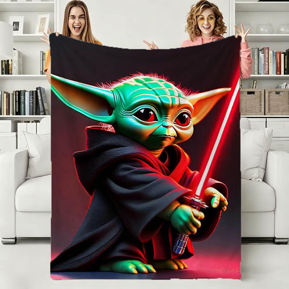 3D The Adorable Yoda Cute Movie Flannel Blanket Soft Throw Blanket Art for Home Decor Bedroom Bed Sofa Picnic Cover Kids Gifts
