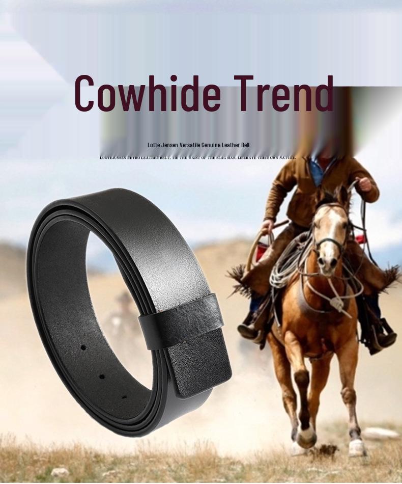 Vintage Cowhide Leather Eagle Belt - Western Cowboy Style for Youth & Stylish Guys