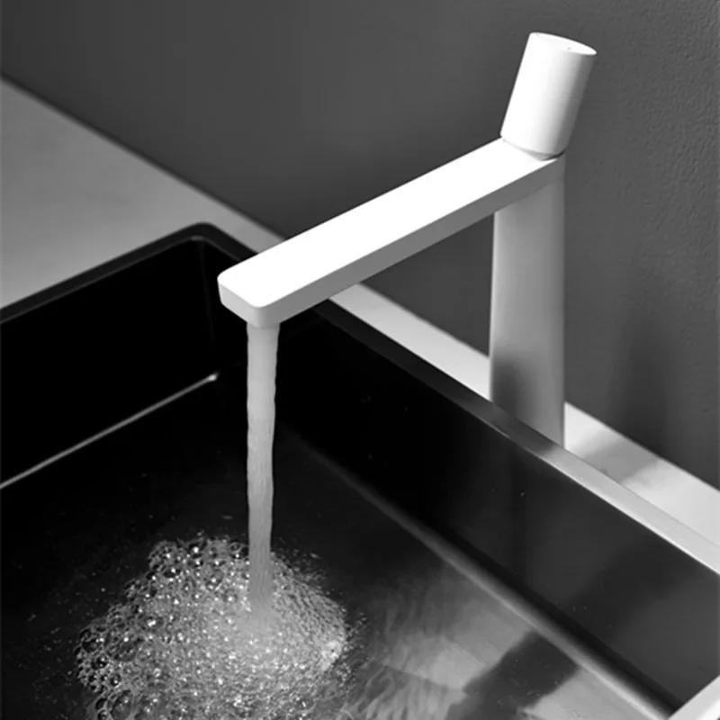 White Bathroom Sink Faucet Brush Gold Cold Hot WashBasin Vessel Mixer Tap Single Handle Brass Matt Black Luxury