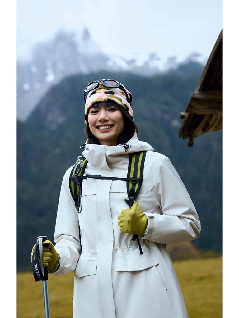 Women's Slimming Mid-length Hooded Jacket - Plus Velvet, Warm, Breathable, Windproof, Waterproof for Winter Outdoor Mountaineering.