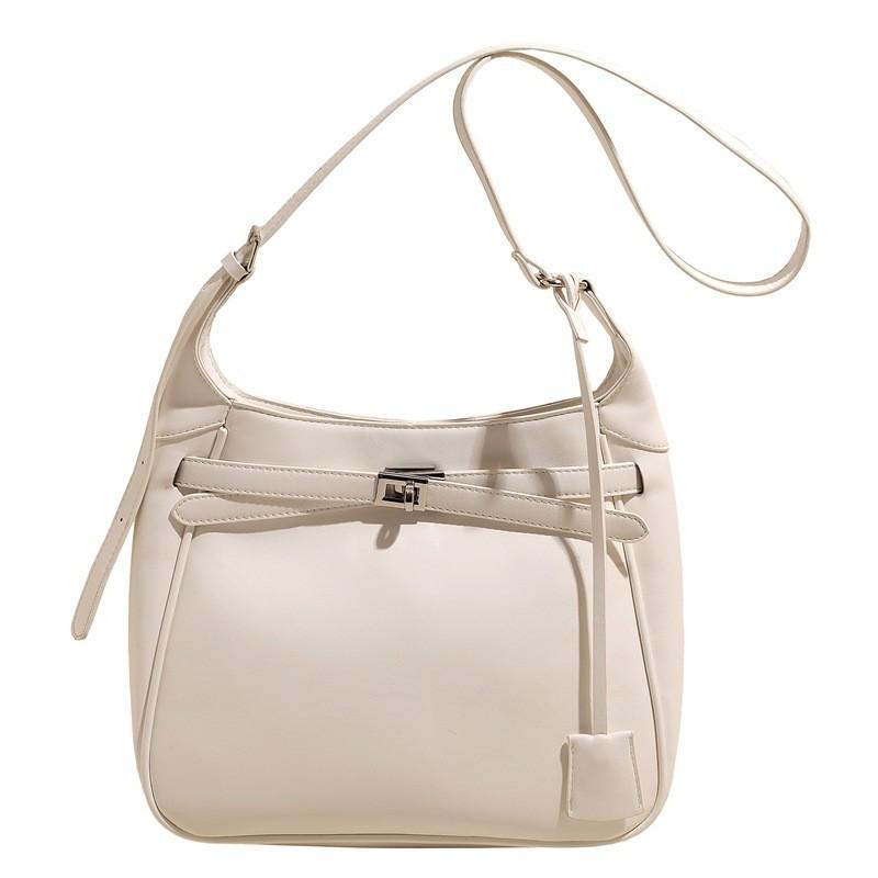 Solid Color Pu Bag Women Lock Closure Inner Zipper Pocket Daily Travel Bags