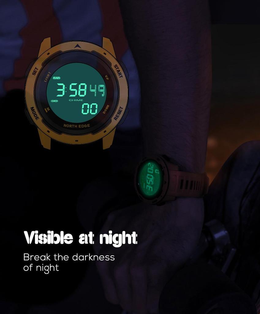 Men's Dual Time Digital Sports Watch with Pedometer