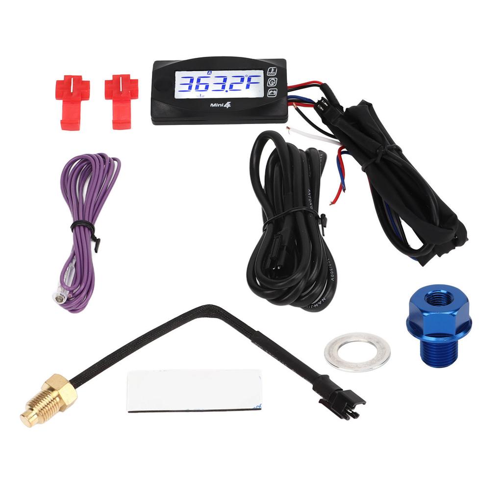 4 In 1 Motorcycle Thermometer LCD Digital Oil Temperature Time Voltage Speed Display Meter DC12V
