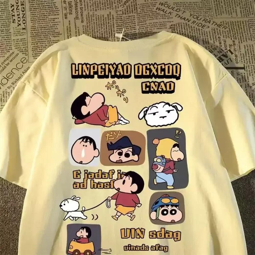 

Crayon Shin Chan Japanese Anime Print Cotton Oversize Casual T Shirt Cute Women Short Sleeve High Quality Tops S