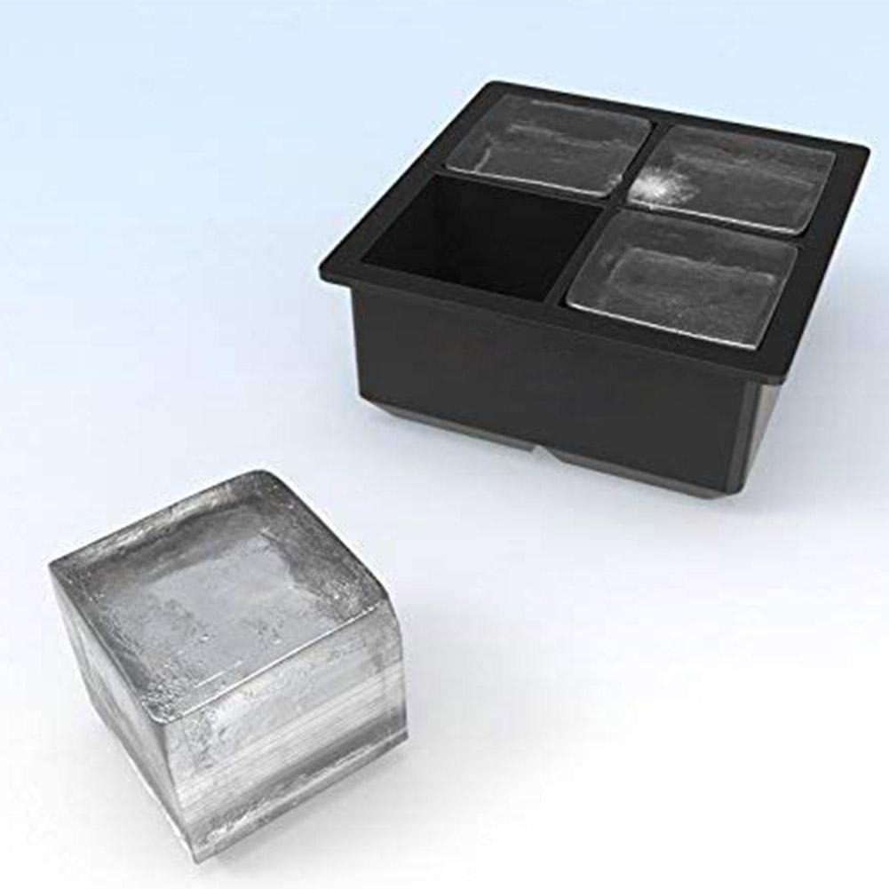 Ice tray plastic with lid and soft bottom 4 large ice cubes Food grade silicone material
