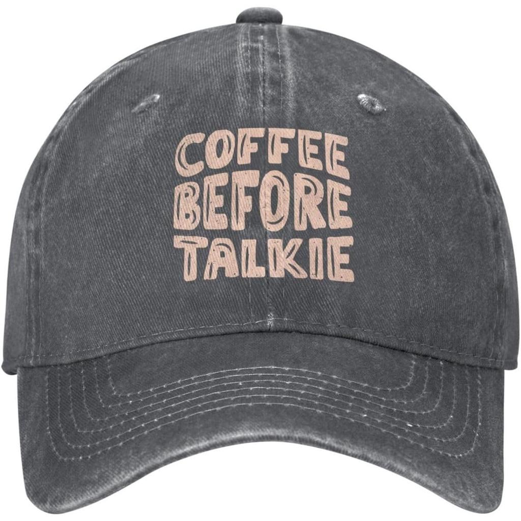 Kaffee Vor dem Reden Grafik Baseballkappe Vintage Gewaschener Denim Dad Hat Verstellbar Unisex