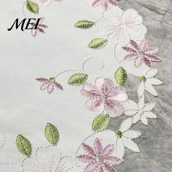 Cup Coaster Mat Embroidered Flower Placemat, Round Floral Heat Resistant Table Dinner Plate Placemat Protector for Dining Vase Wedding Party