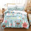 Flower Deer Bedding Sets Cartoon Animal Kid‘s Duvet Cover Boys Girls Cute King Quilt Cover Bedroom Bed Set Queen Bedding Set