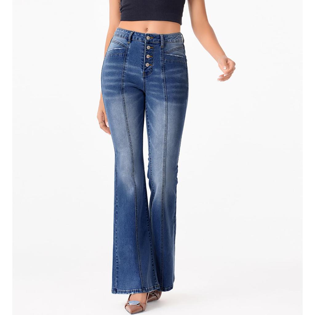 Ladies' Retro Straight Leg High Waisted Jeans