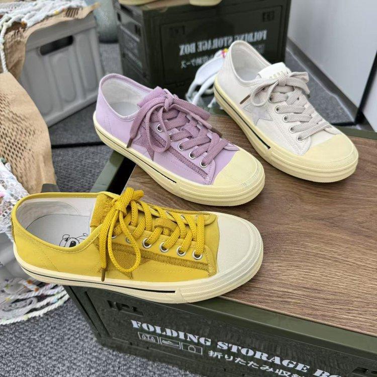 Retro round head low top versatile star casual sports board shoes spring and autumn women's canvas shoes 2025 new women's shoes
