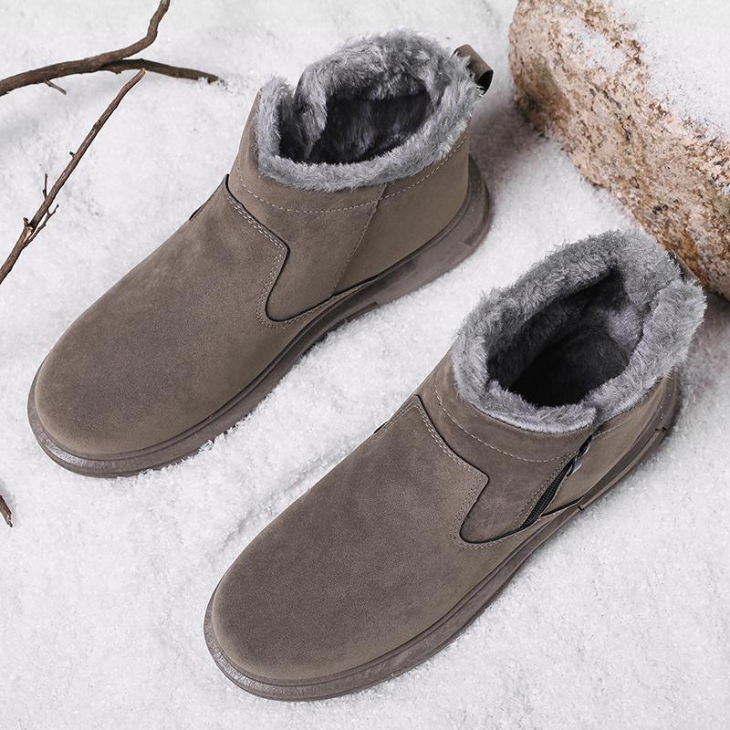 Winter Warm Plush Men Snow Boots Suede Boots Soft Soles Ankle Boots Non-Slip Men Winter Shoes Platform Short Boots Causal Shoes