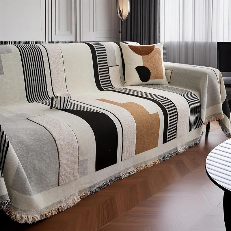 Sofa cover cloth towel four seasons universal non-slip all-inclusive light luxury geometric sofa cover one piece full cover sofa cushion