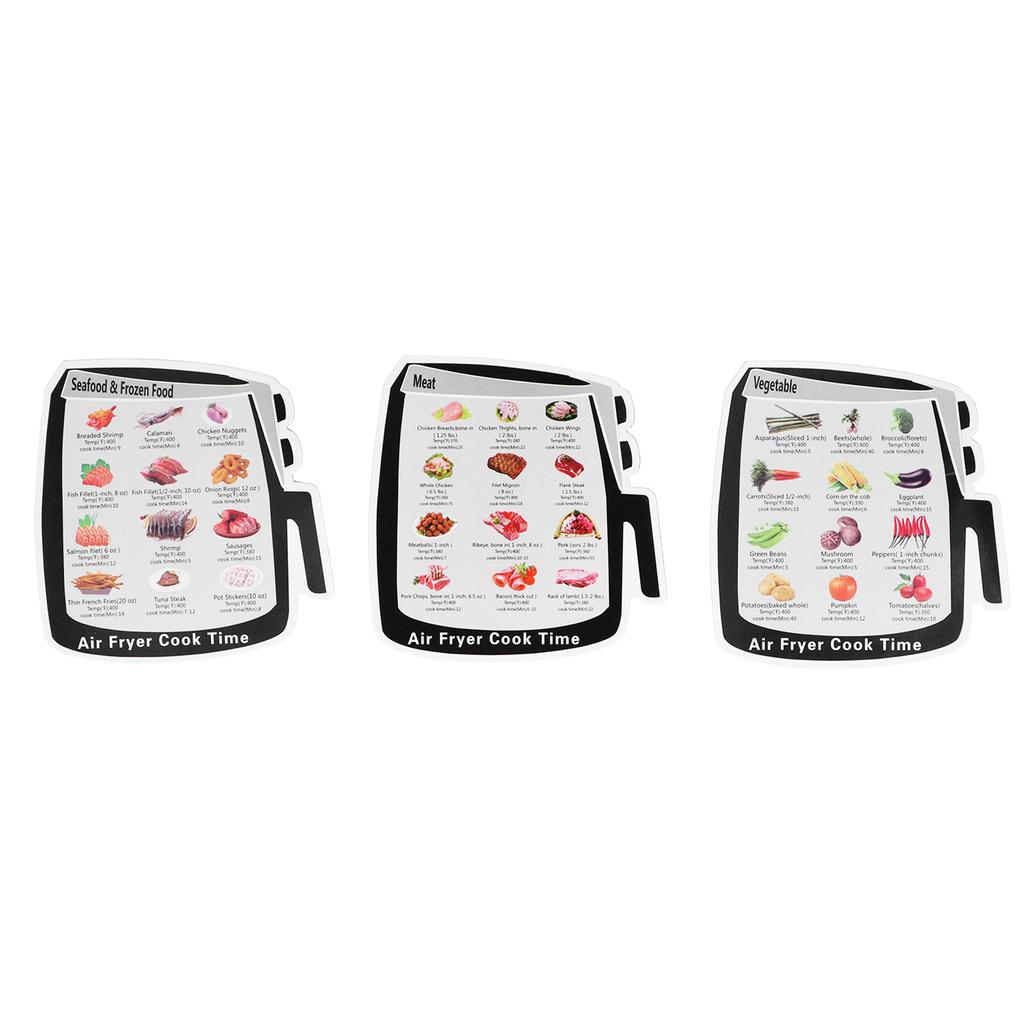3Pcs Kitchen Cooker Magnet Guide Vegetable Meat Seafood Frozen Food Cooking Times Reference1