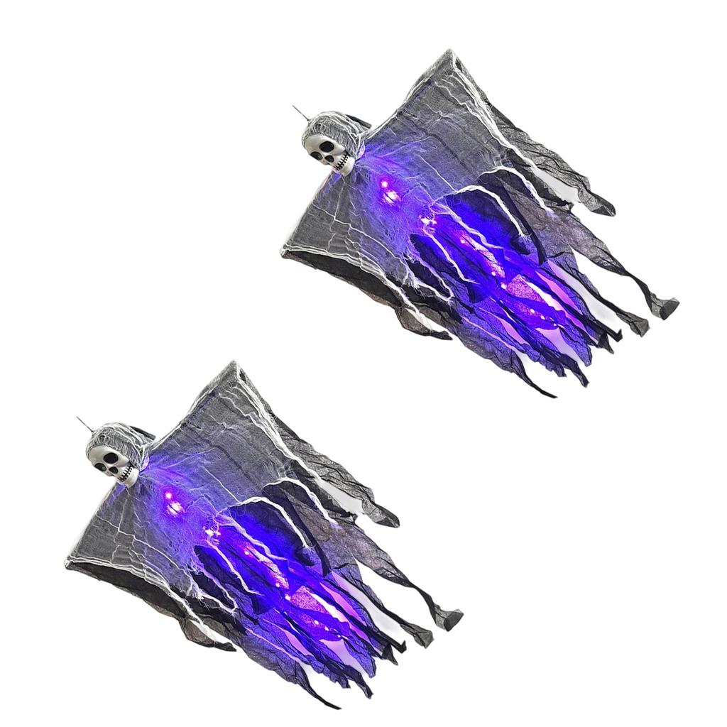 Halloween Hanging Ghost Decoration With LED Light And Adjustable Arms For Indoor Outdoor Spooky Party Decor