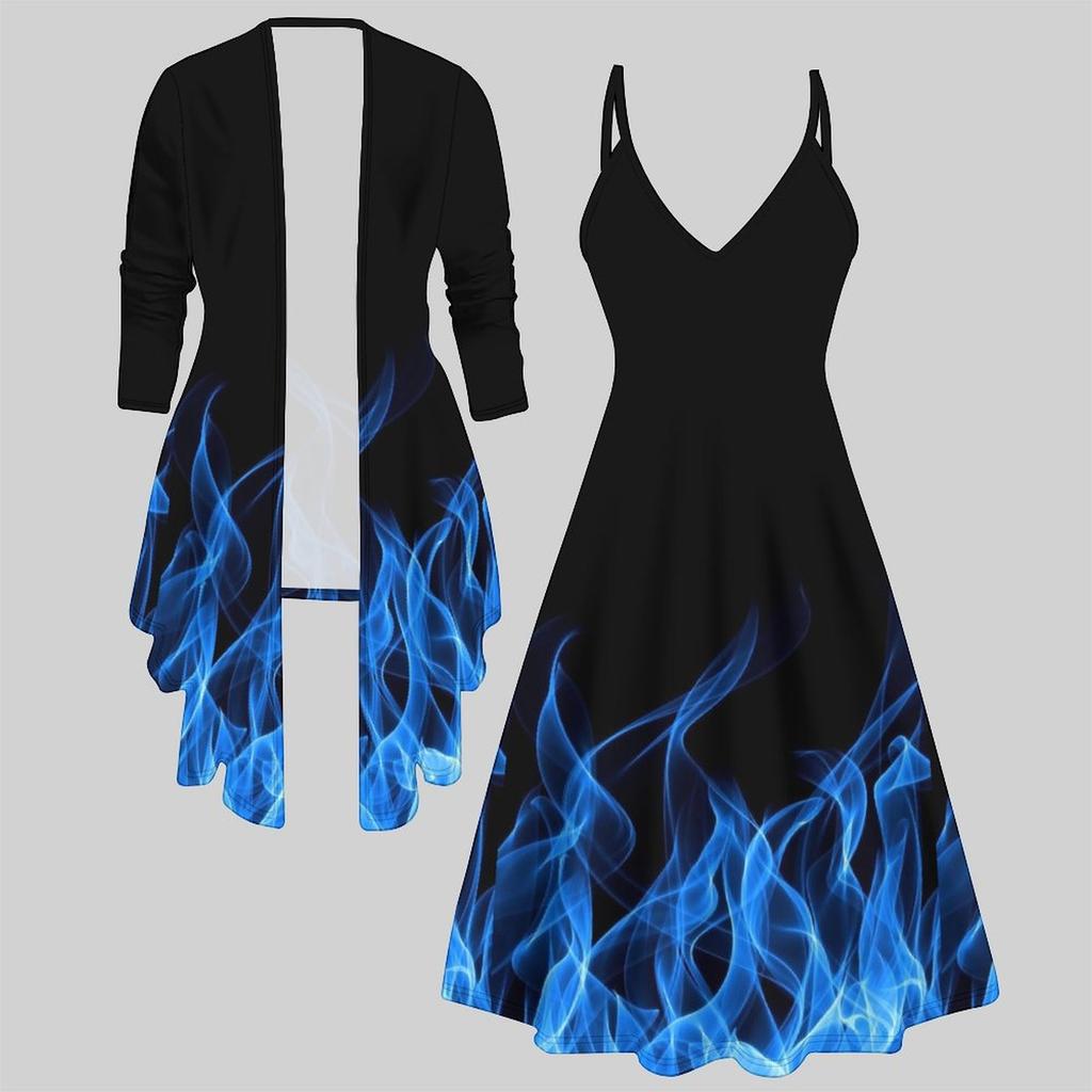 3D  Printed  Set Dress Coat ,  Single Color, Diverse Shapes Fashion Print,suitable for Various Scene Fashion Styles
