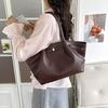 Large Capacity Soft Leather Tote Bag for Women, Minimalist Commuter Shoulder Bag, Multi-color Casual Top Handle Handbag