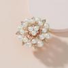 Exquisite High-End Diamond & Pearl Flower Ring - European & American Fashion Creative Open Design