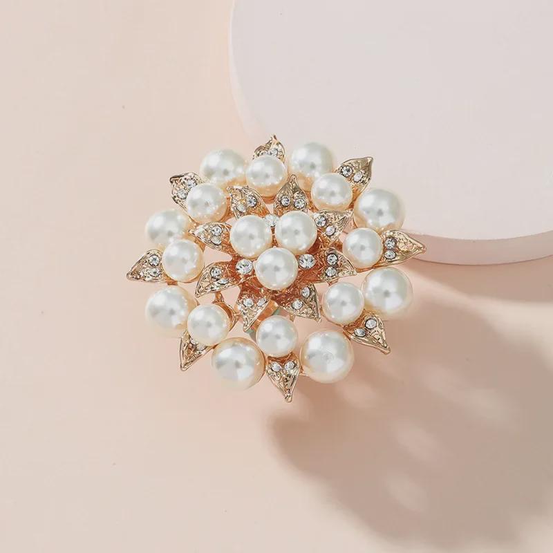 Exquisite High-End Diamond & Pearl Flower Ring - European & American Fashion Creative Open Design