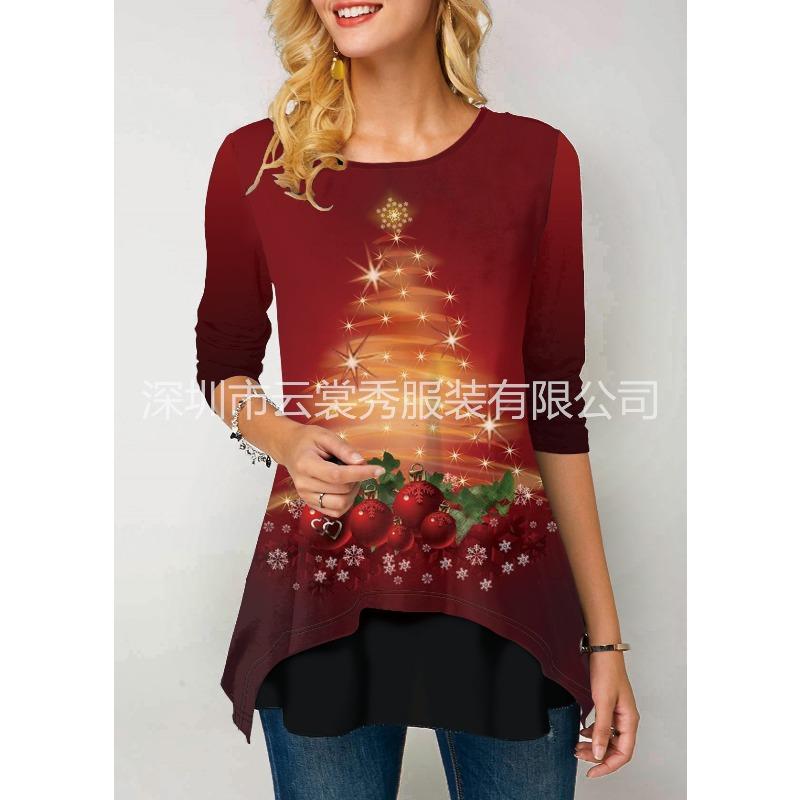 IHUASU Women's Fashion Casual Long Sleeve O-Neck Blouses & Shirts