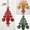 Acrylic Flower Tree Figurines Christmas Ornament with Lanyard, Xmas Shaped Gift for Friends Family Decorative Hanging Pendant Holiday Tree,