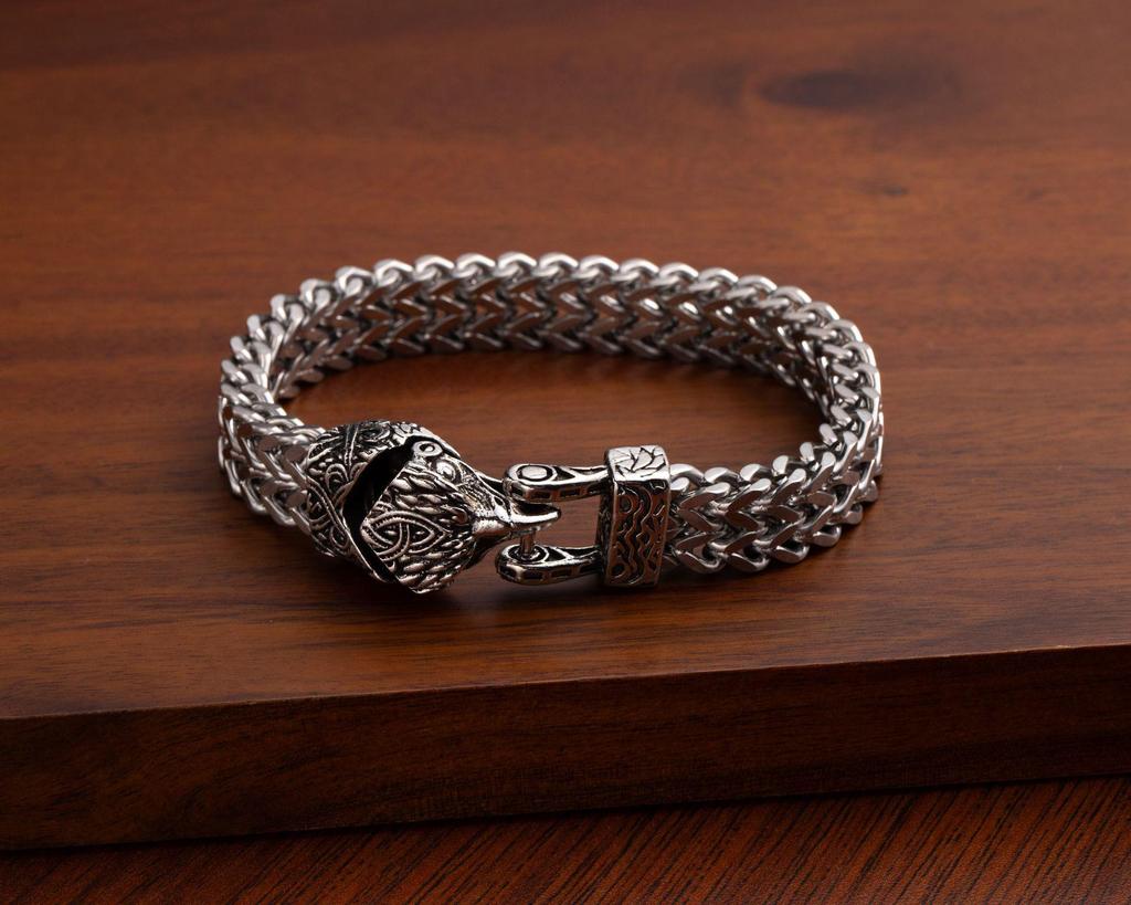 Herren Retro Punk Edelstahl Schlangen- und Tierkopf Armband - Anlaufbeständig