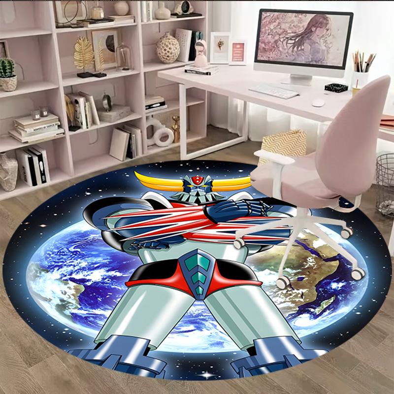 1pc UFO Robot Grendizer7 Print Round Carpet Chair Round Carpet Suitable for Bedroom Living Room Home Decorative Carpet