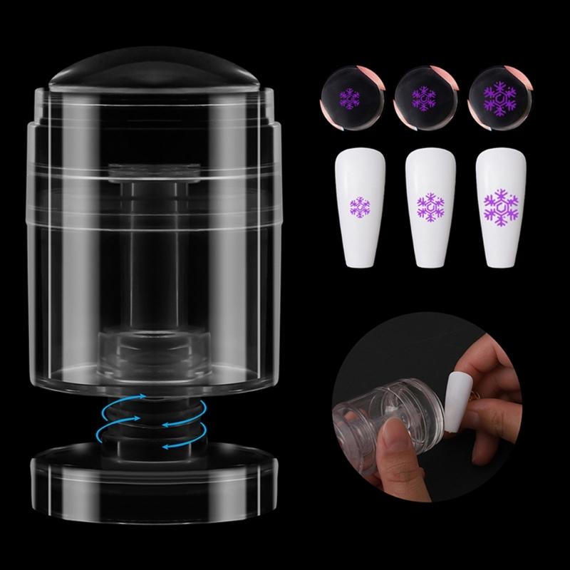 Nail Art Stamper Kit Clear Silicone Nail Stamping Kit Jelly Stamper with Scrapers for French Manicure DIY Nail Designs