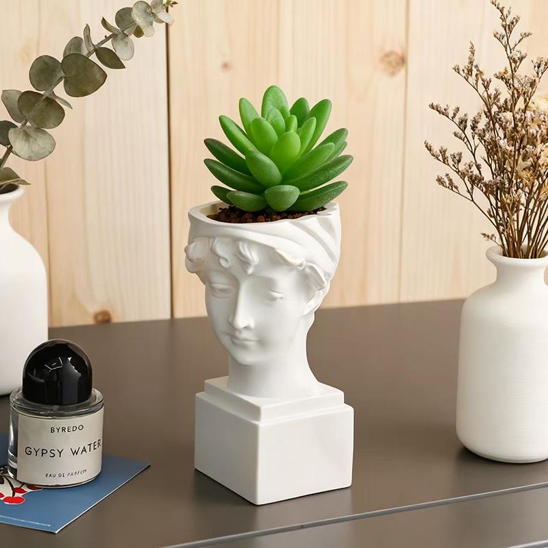 Elegant British Girl Flowerpot Green Potted Plants Container Home Courtyard Garden Sculpture Decoration Ornament Gift