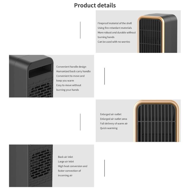 Small Electric Heater Efficient Heating Machine ABS Texture Provide Warmth for Office Desks and Home Environment